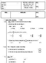 Đề kiểm tra định kỳ cuối học kì II môn Toán Lớp 4 - Năm học 2016-2017 - Đề 5